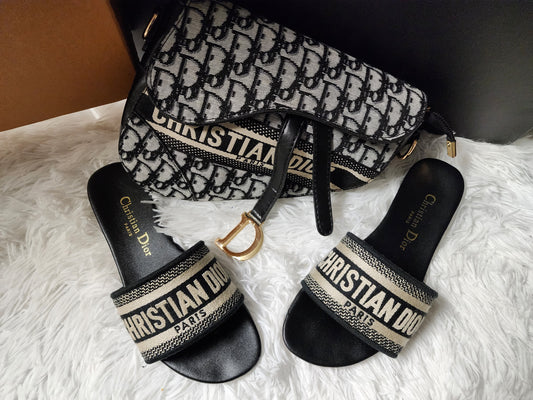 CD Saddle Bag Navy Blue Embroidered