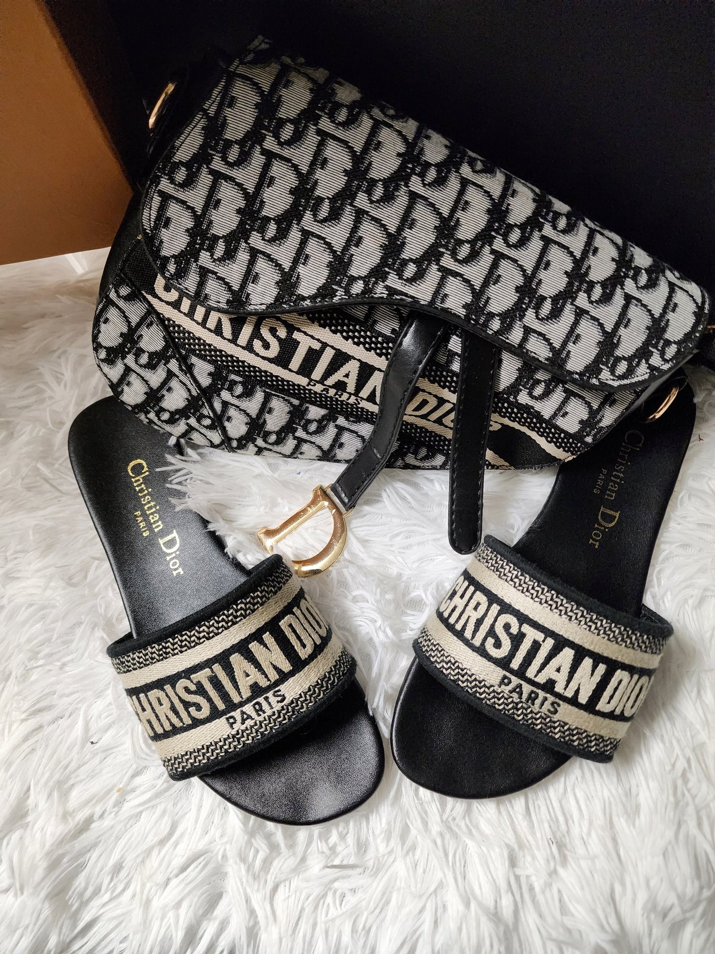 CD Saddle Bag Navy Blue Embroidered