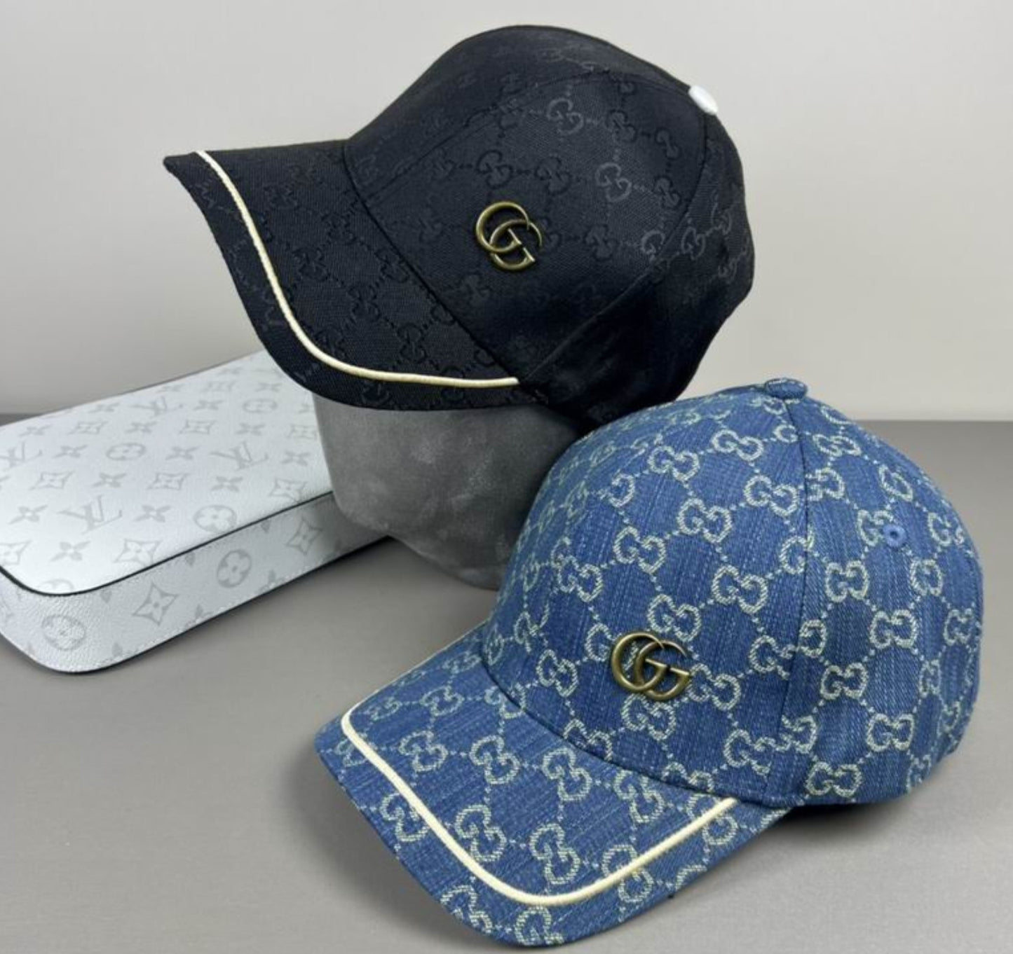 GU Designer Denim Monogram Cap 016
