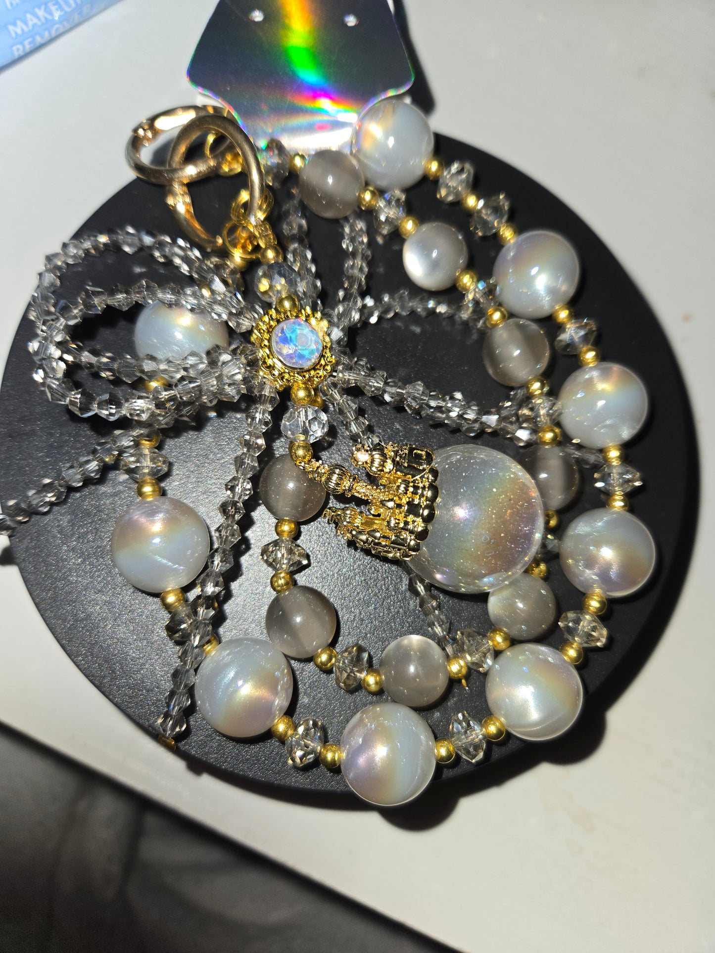 BCH 106 Gray Gold Marble Crown Phone / Bag Chain
