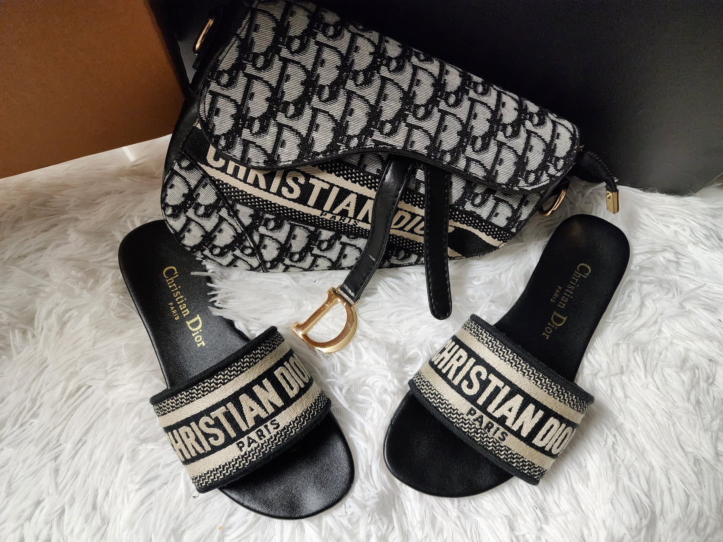 CD Saddle Bag Navy Blue Embroidered