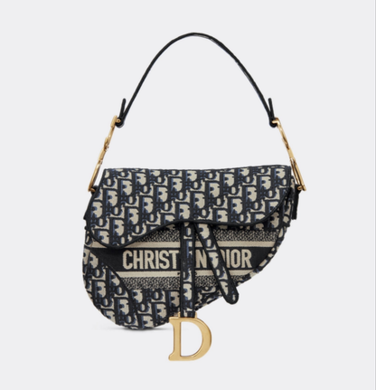 CD Saddle Bag Navy Blue Embroidered
