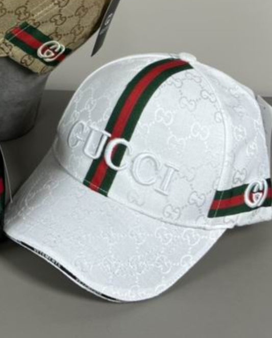 GU  White Monogram Cap 009