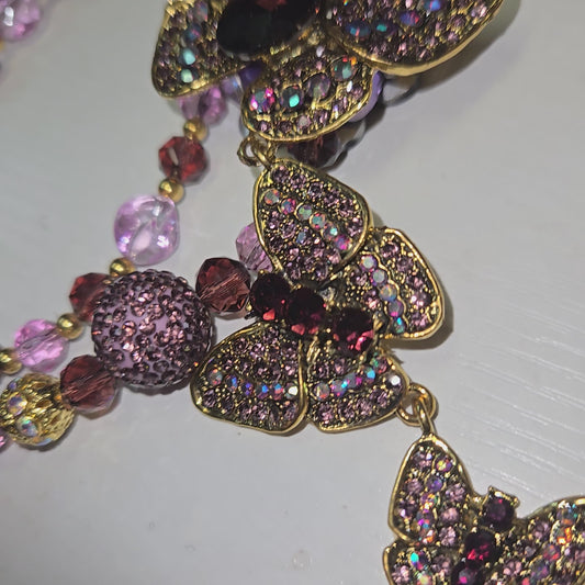 BCH 45 Purple Triple Butterfly Phone / Bag Chain