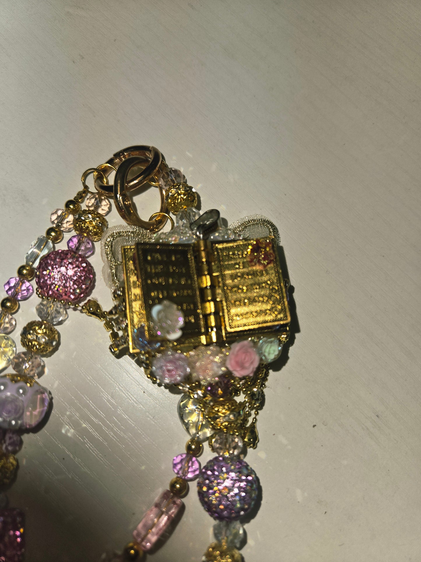 BCH 69 pink Lord's Prayer Bag / Phone Chain