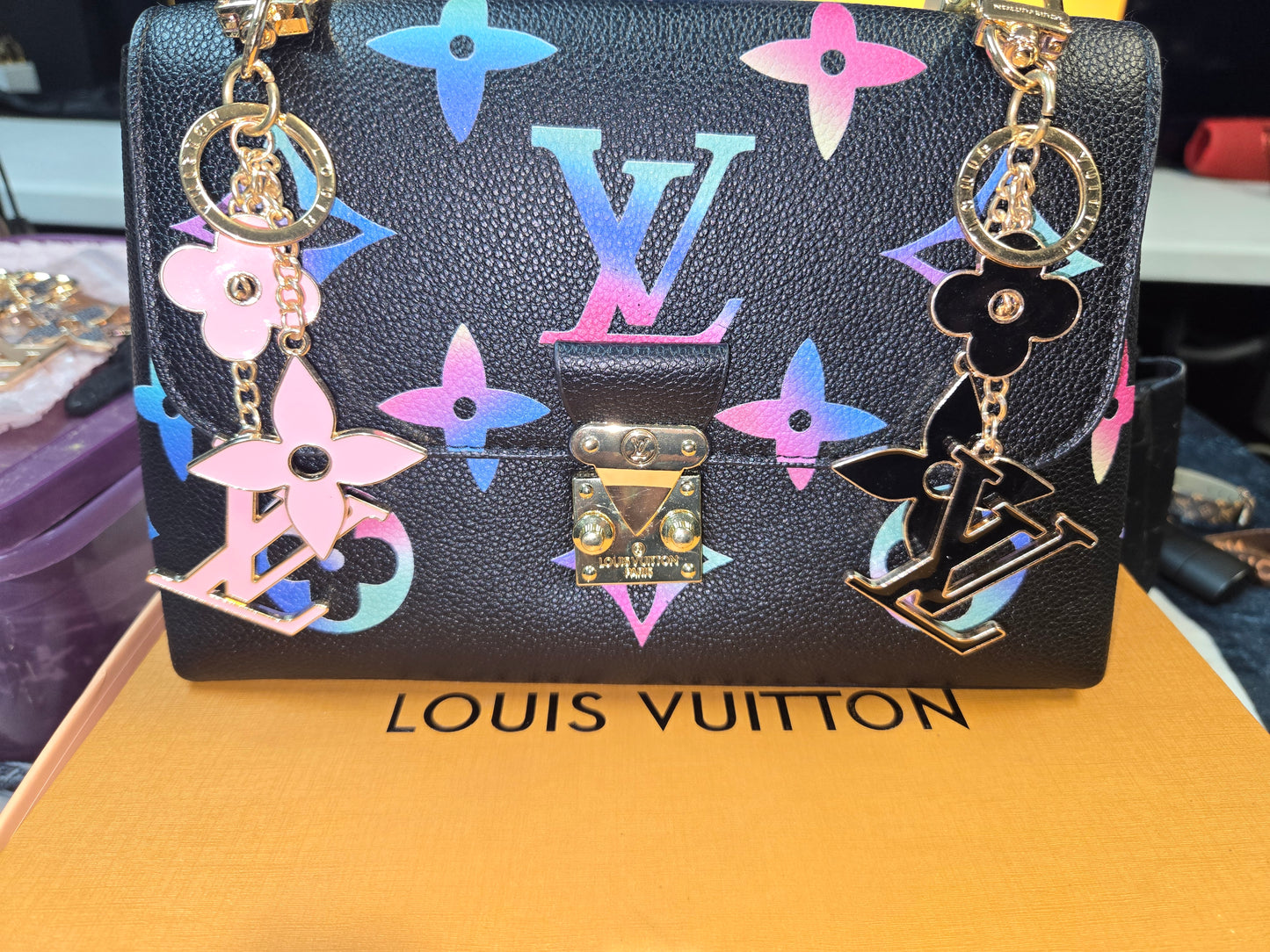 Bag Charm 008 LV Black Monogram