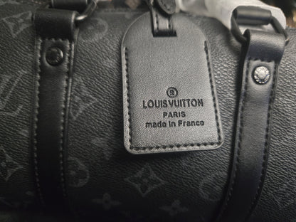 LV 02 Monogram Eclipse Reverse Canvas City Keepall black hardware