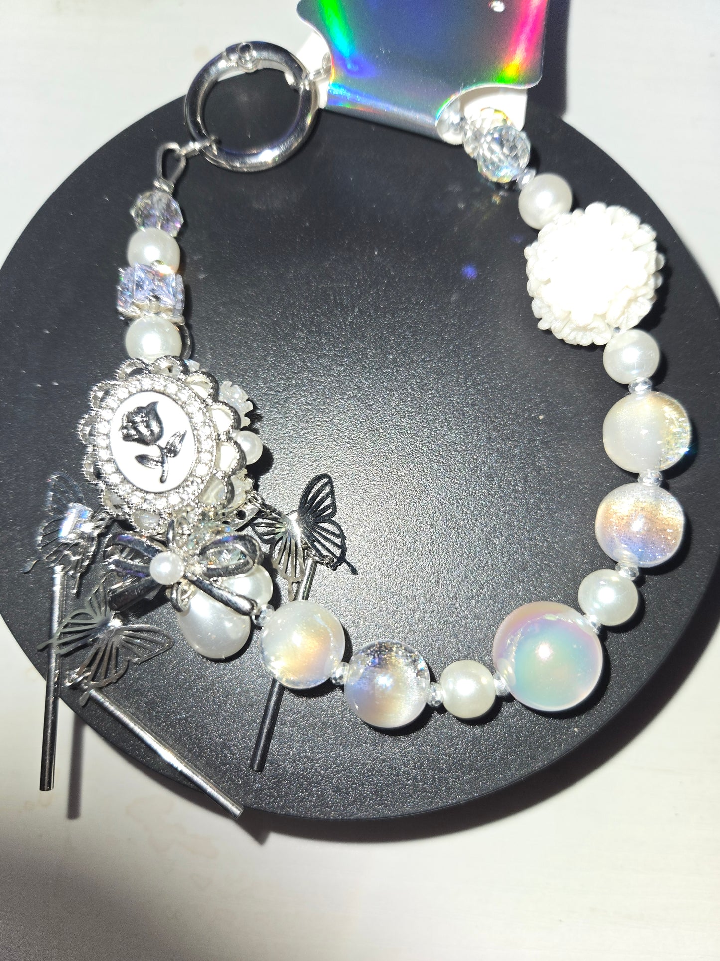 PCH 109 White / Silver Phone / Bag Chain