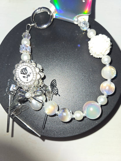 PCH 109 White / Silver Phone / Bag Chain