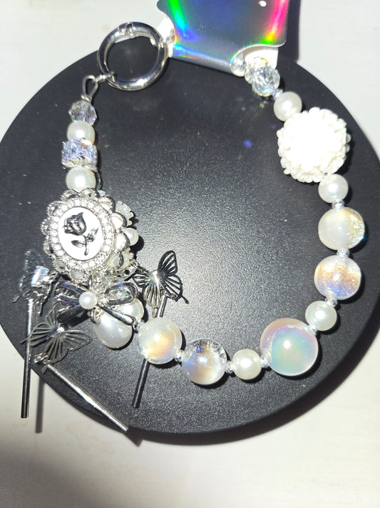 PCH 109 White / Silver Phone / Bag Chain