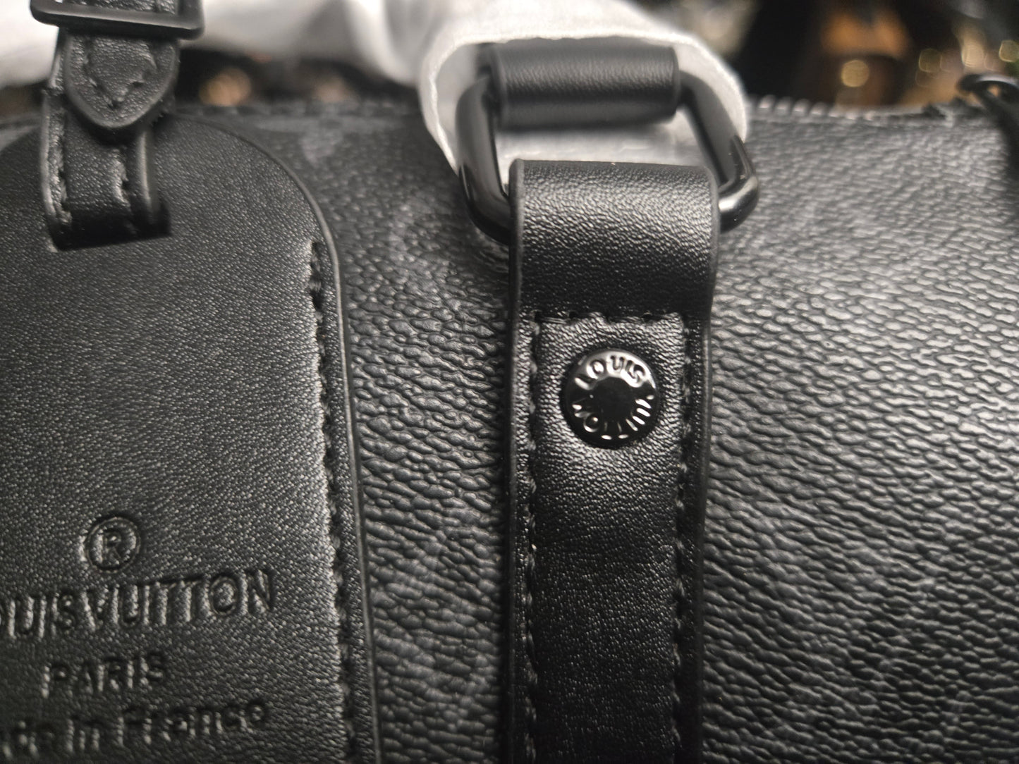 LV 02 Monogram Eclipse Reverse Canvas City Keepall black hardware