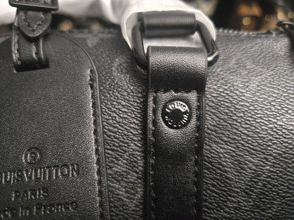 LV 02 Monogram Eclipse Reverse Canvas City Keepall black hardware