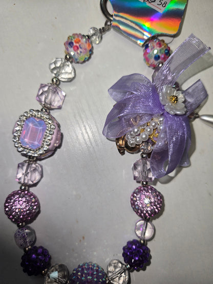 PCH 58 Purple  bling flower Phone / Bag Chain