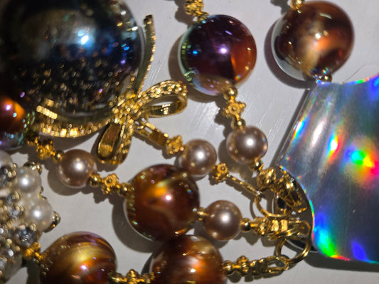 BCH 52 gold multicolored swirl bow Phone / Bag Chain