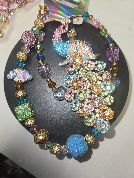 BCH 70 colorful peacock  Bag / Phone Chain