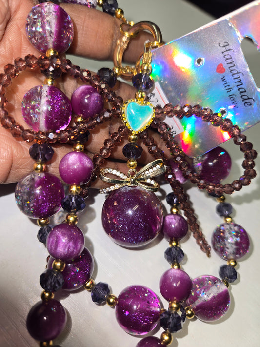 BCH 38 Purple  bow Phone / Bag Chain