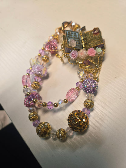 BCH 69 pink Lord's Prayer Bag / Phone Chain