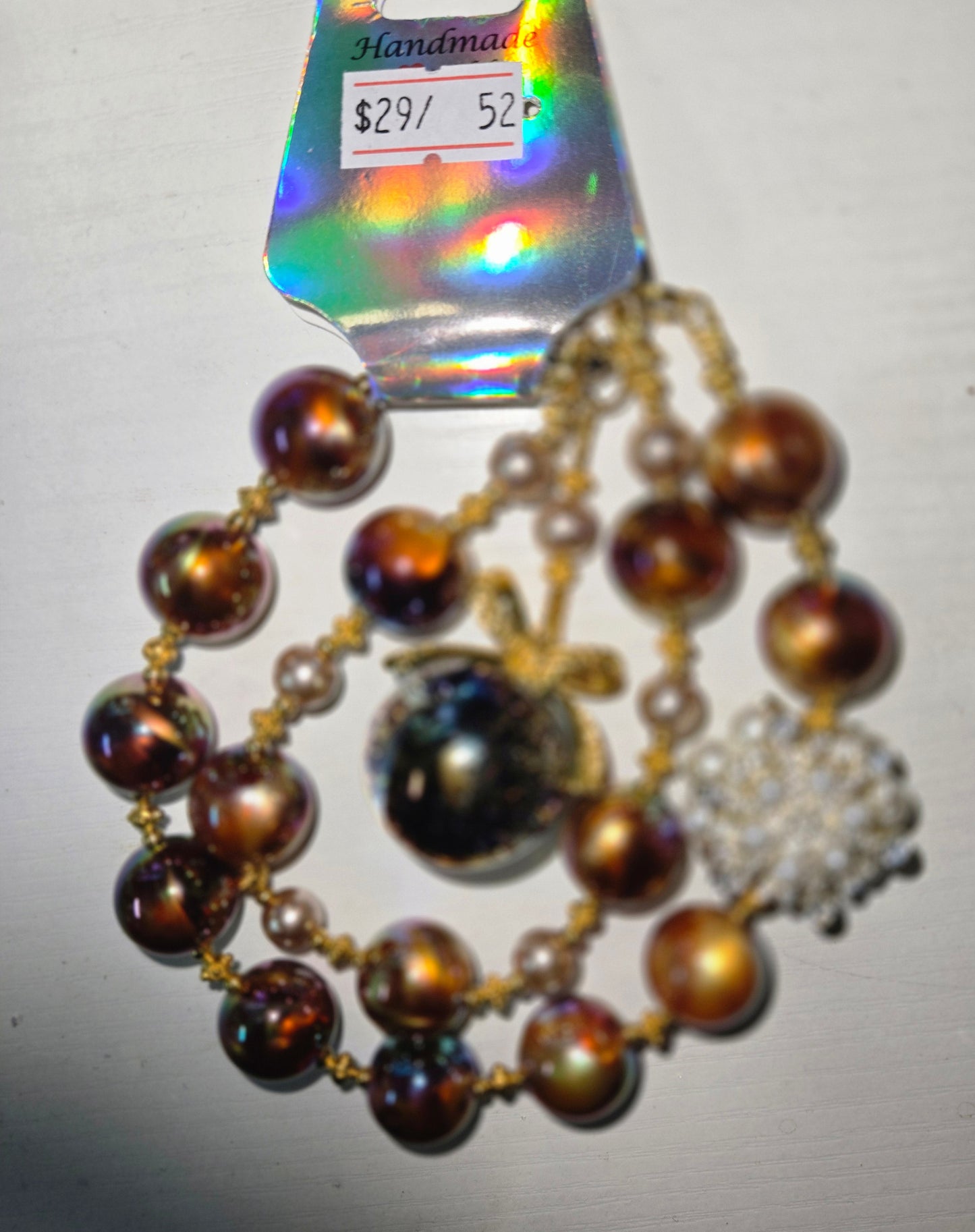 BCH 52 gold multicolored swirl bow Phone / Bag Chain
