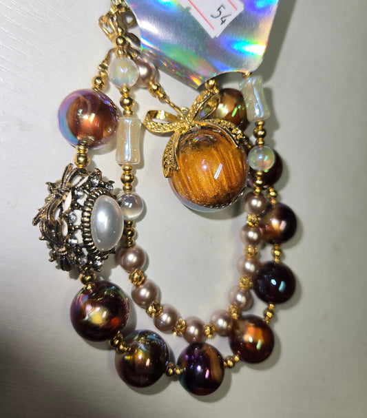 BCH 54 gold multicolored swirl bow