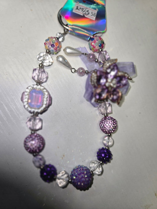 PCH 58 Purple  bling flower Phone / Bag Chain