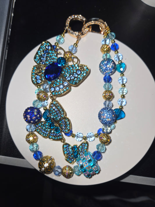 BCH  000 Blue 3 Butterflies Chain