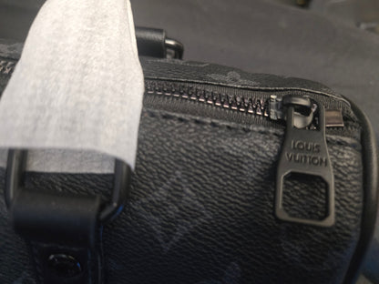 LV 02 Monogram Eclipse Reverse Canvas City Keepall black hardware